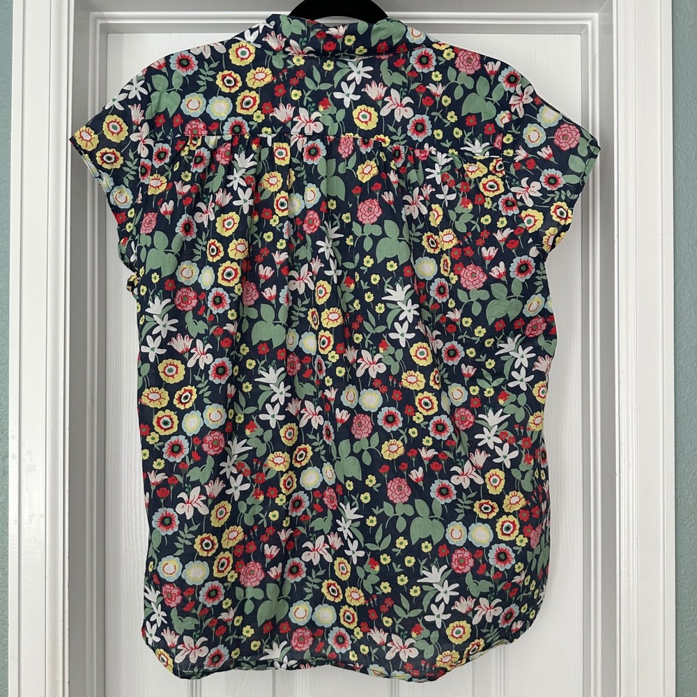 Cat's Pajamas Swiss Meadow Voile Cotton Floral Button Down Sleep Top Size Large - Picture 7 of 11